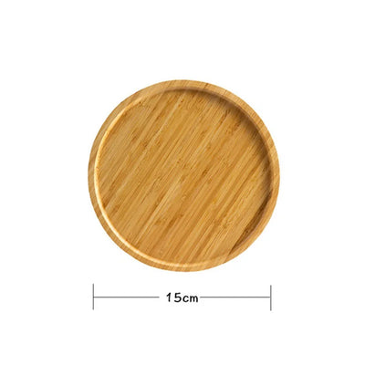 Bamboo Round Serving Tray Eco-Friendly Wooden Board with tea set and pastries for serving.