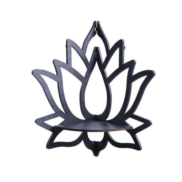 Lotus Floating Wall Shelf – Wooden Crystal Display Décor