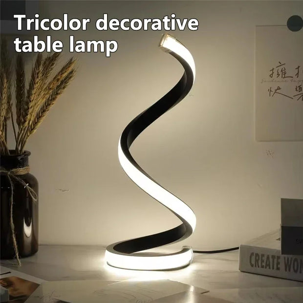 Modern Spiral LED Desk Lamp – 3 Color Lighting Modes