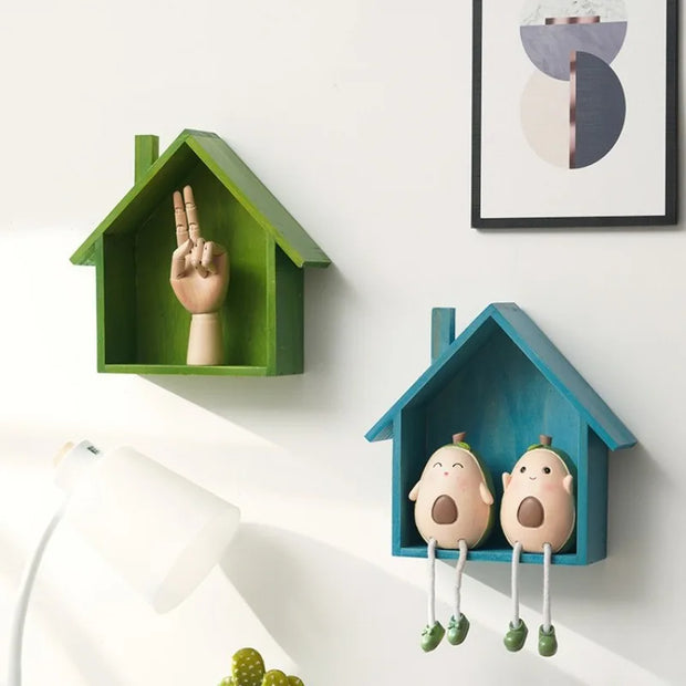 Wooden Wall Shelf – Vintage Nordic Wall-Mounted Organizer