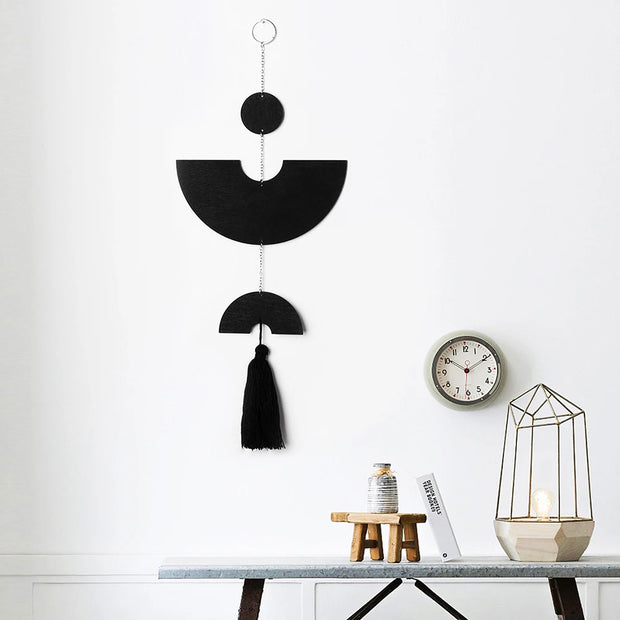 Boho Macrame Wall Hanging – Black Wooden Dreamcatcher
