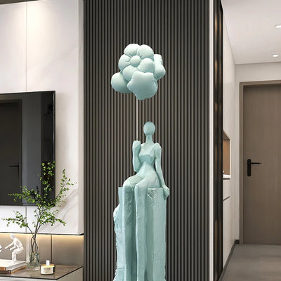 Abstract Floor Sculpture Modern Décor displayed in a modern living room – elegant centerpiece décor.