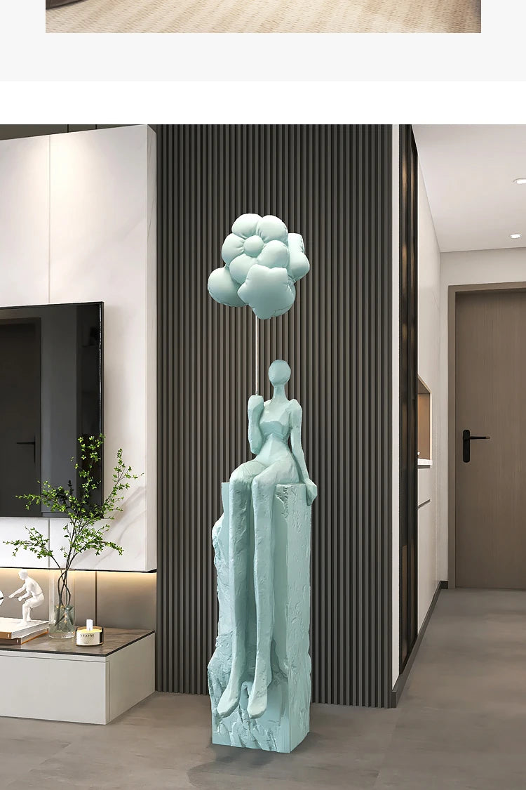 Abstract Floor Sculpture Modern Décor displayed in a modern living room – elegant centerpiece décor.