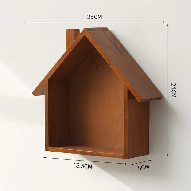Wooden Wall Shelf – Vintage Nordic Wall-Mounted Organizer