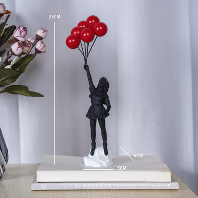 Love Balloon Girl Sculpture – Modern Abstract Home Décor