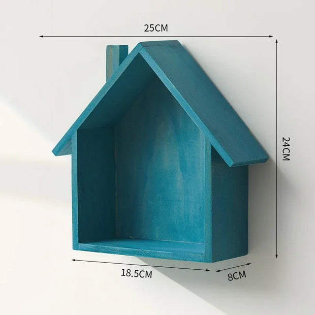 Wooden Wall Shelf – Vintage Nordic Wall-Mounted Organizer