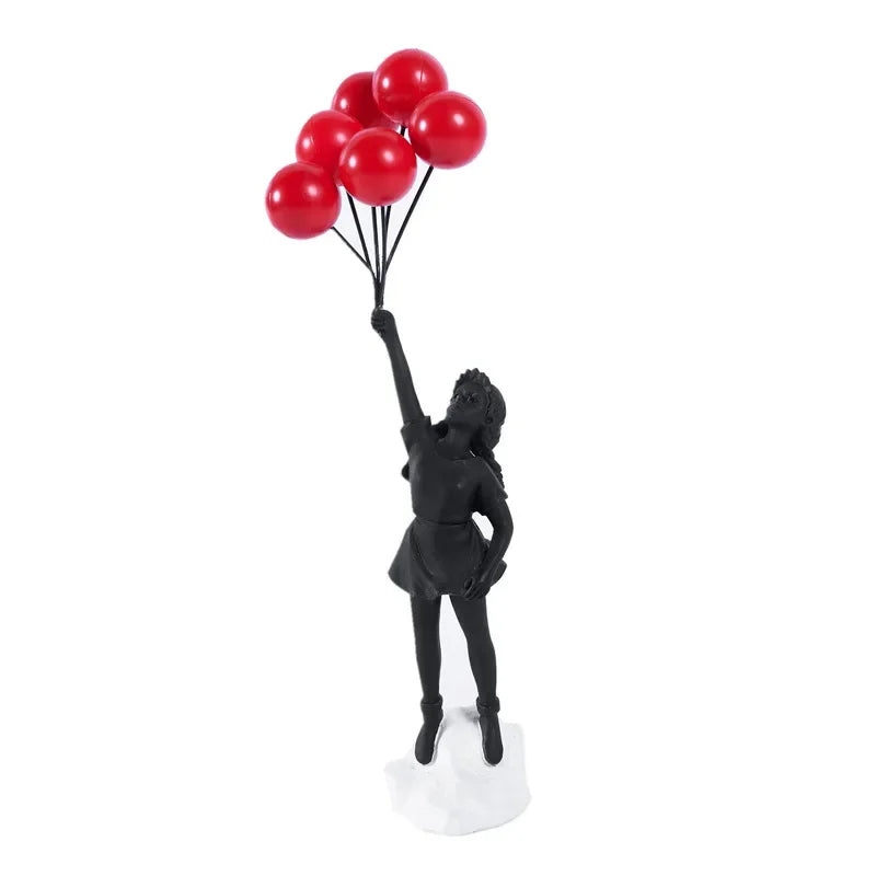 Love Balloon Girl Sculpture – Modern Abstract Home Décor