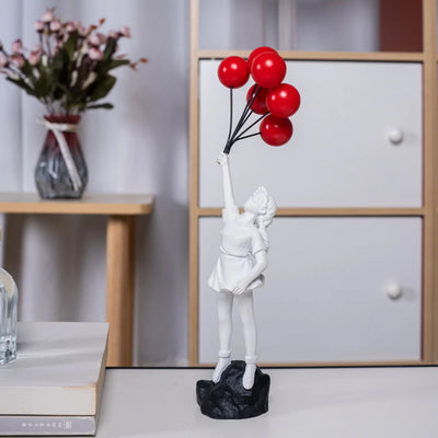 Love Balloon Girl Sculpture – Modern Abstract Home Décor