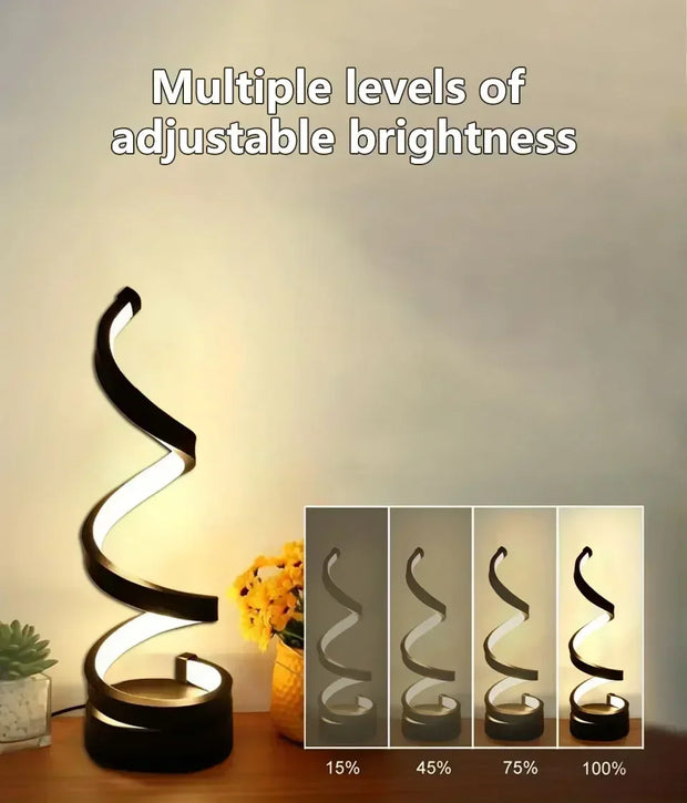 Modern Spiral LED Desk Lamp – 3 Color Lighting Modes