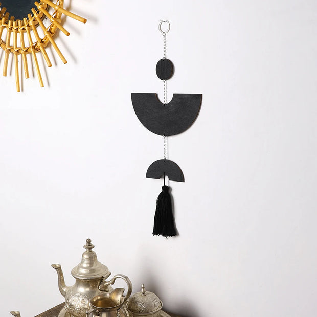 Boho Macrame Wall Hanging – Black Wooden Dreamcatcher