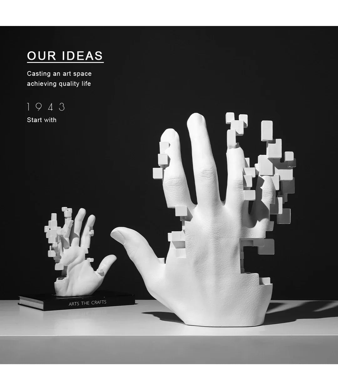 Abstract Palm Hand Sculpture – Modern Luxury Table Figurine