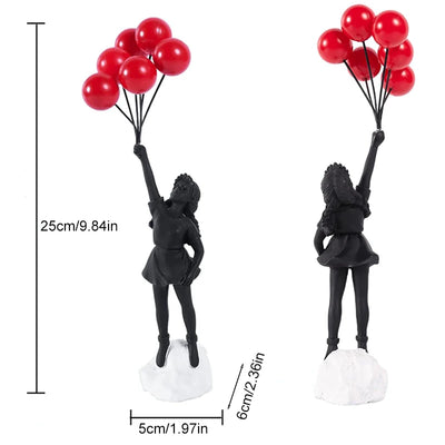 Love Balloon Girl Sculpture – Modern Abstract Home Décor