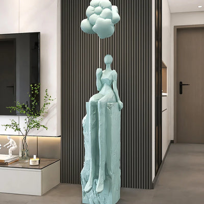 Abstract Floor Sculpture Modern Décor in white – large contemporary floor art for home interiors.