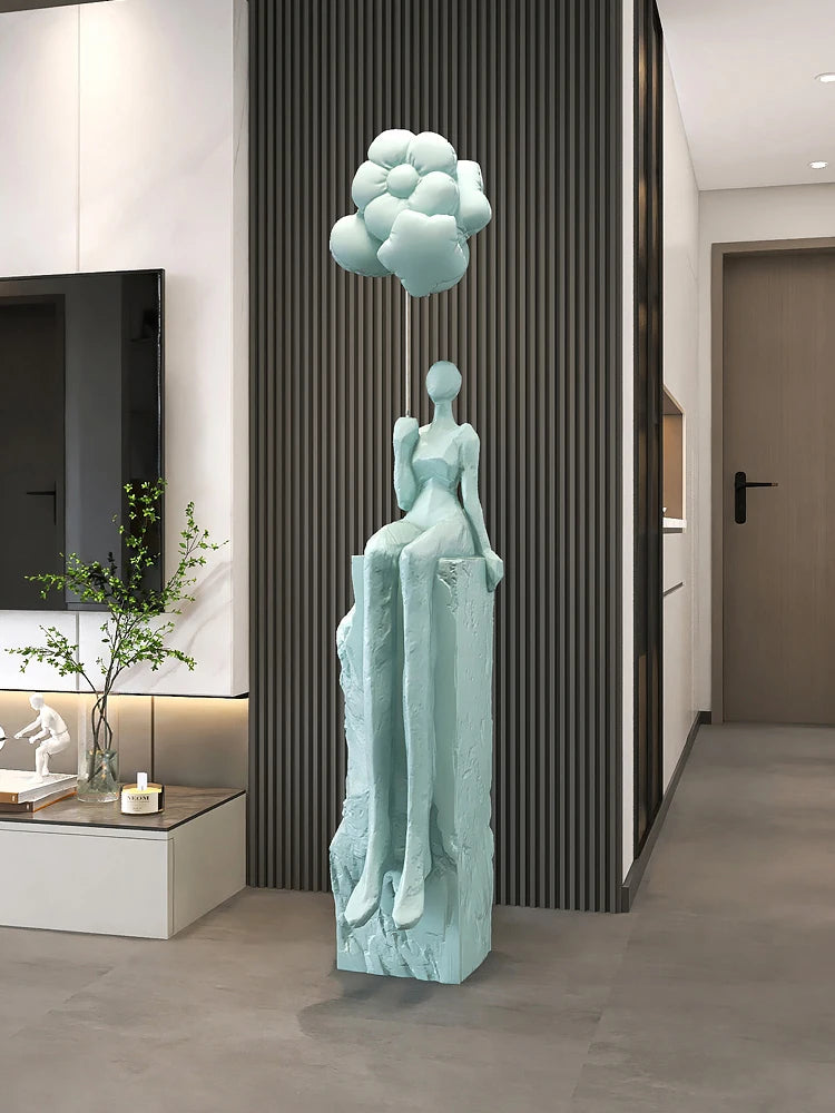 Abstract Floor Sculpture Modern Décor in white – large contemporary floor art for home interiors.