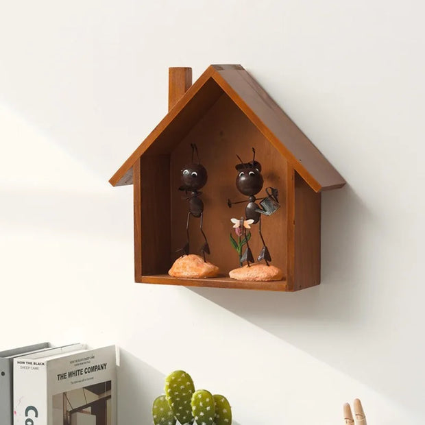 Wooden Wall Shelf – Vintage Nordic Wall-Mounted Organizer
