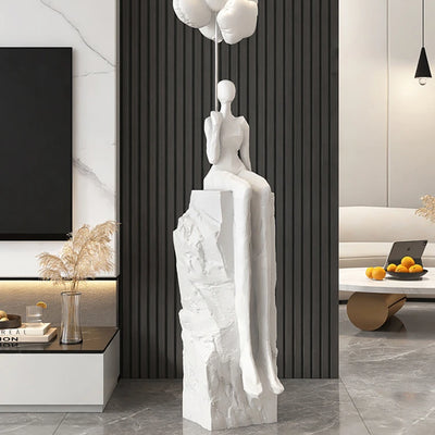 Abstract Floor Sculpture Modern Décor in white – large contemporary floor art for home interiors.