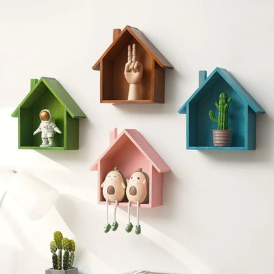 Wooden Wall Shelf – Vintage Nordic Wall-Mounted Organizer