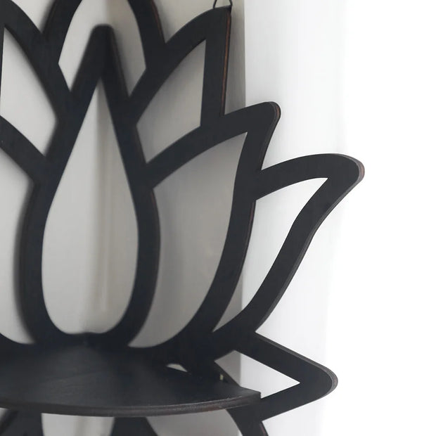 Lotus Floating Wall Shelf – Wooden Crystal Display Décor