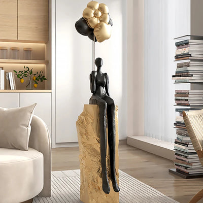 Abstract Floor Sculpture Modern Décor displayed in a modern living room – elegant centerpiece décor.