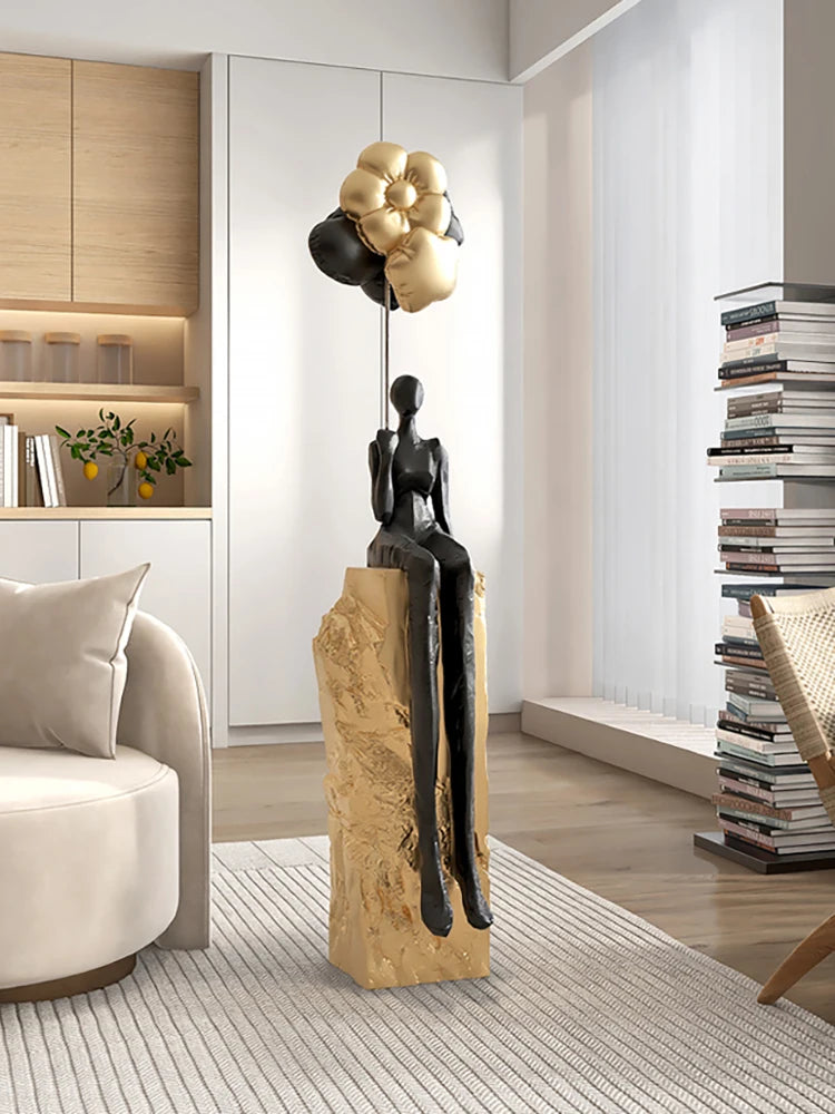 Abstract Floor Sculpture Modern Décor displayed in a modern living room – elegant centerpiece décor.