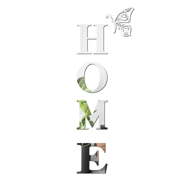 HOME 3D Mirror Wall Sticker – Entrance & Home Décor