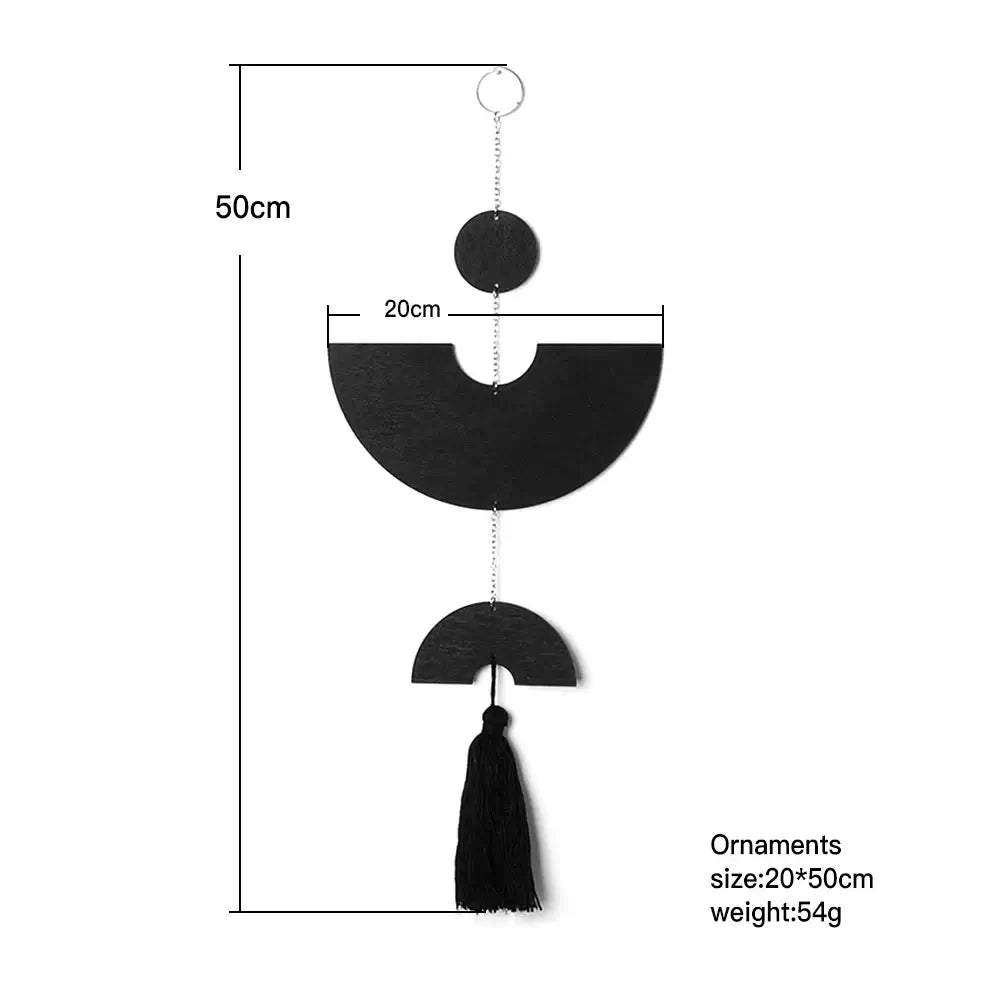 Boho Macrame Wall Hanging Black Wooden Dreamcatcher – handmade boho wall décor