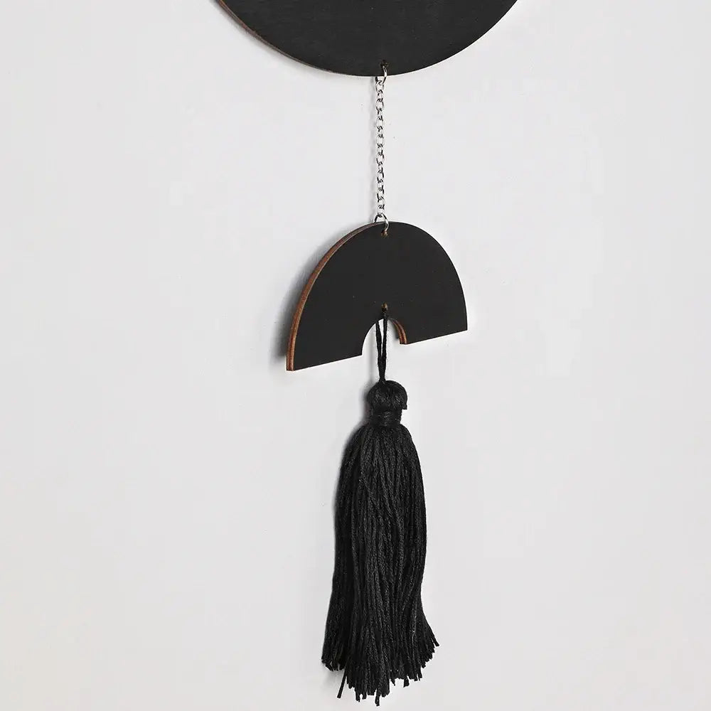 Boho Macrame Wall Hanging Black Wooden Dreamcatcher – handmade boho wall décor