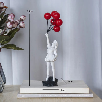 Love Balloon Girl Sculpture – Modern Abstract Home Décor