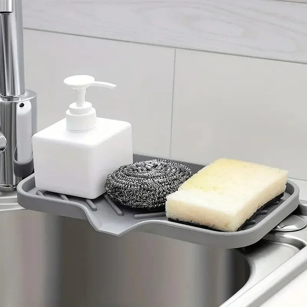 Silicone Sink Tray – Soap & Sponge Holder with Drain