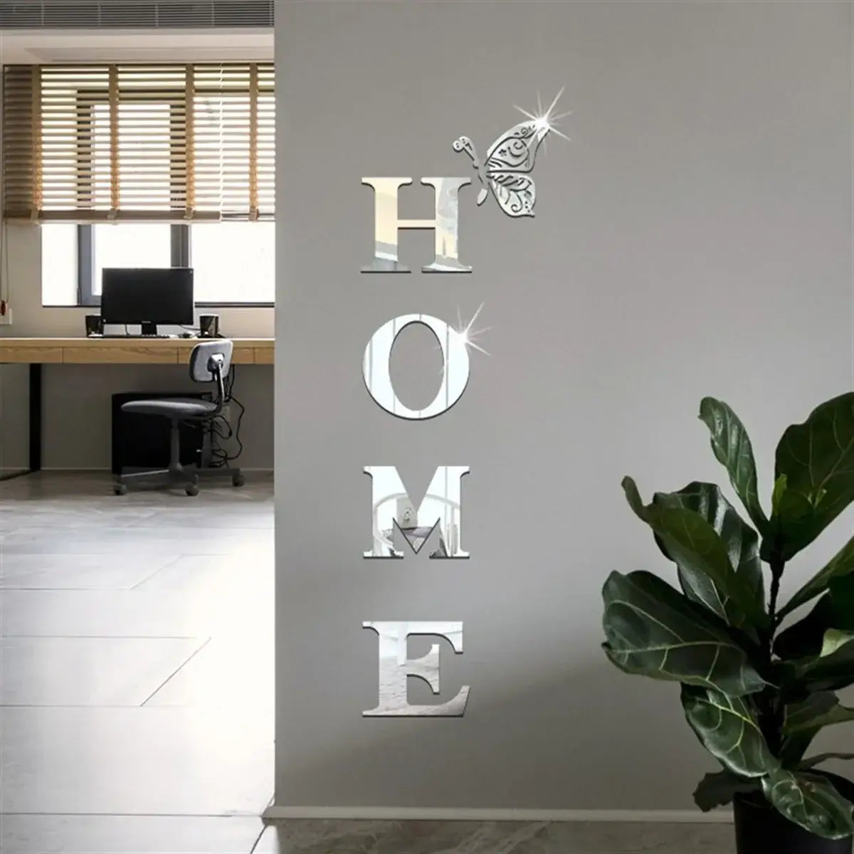 HOME 3D Mirror Wall Sticker – Entrance & Home Décor