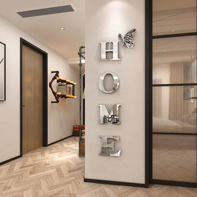 HOME 3D Mirror Wall Sticker – Entrance & Home Décor