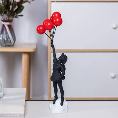Love Balloon Girl Sculpture – Modern Abstract Home Décor