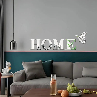 HOME 3D Mirror Wall Sticker – Entrance & Home Décor